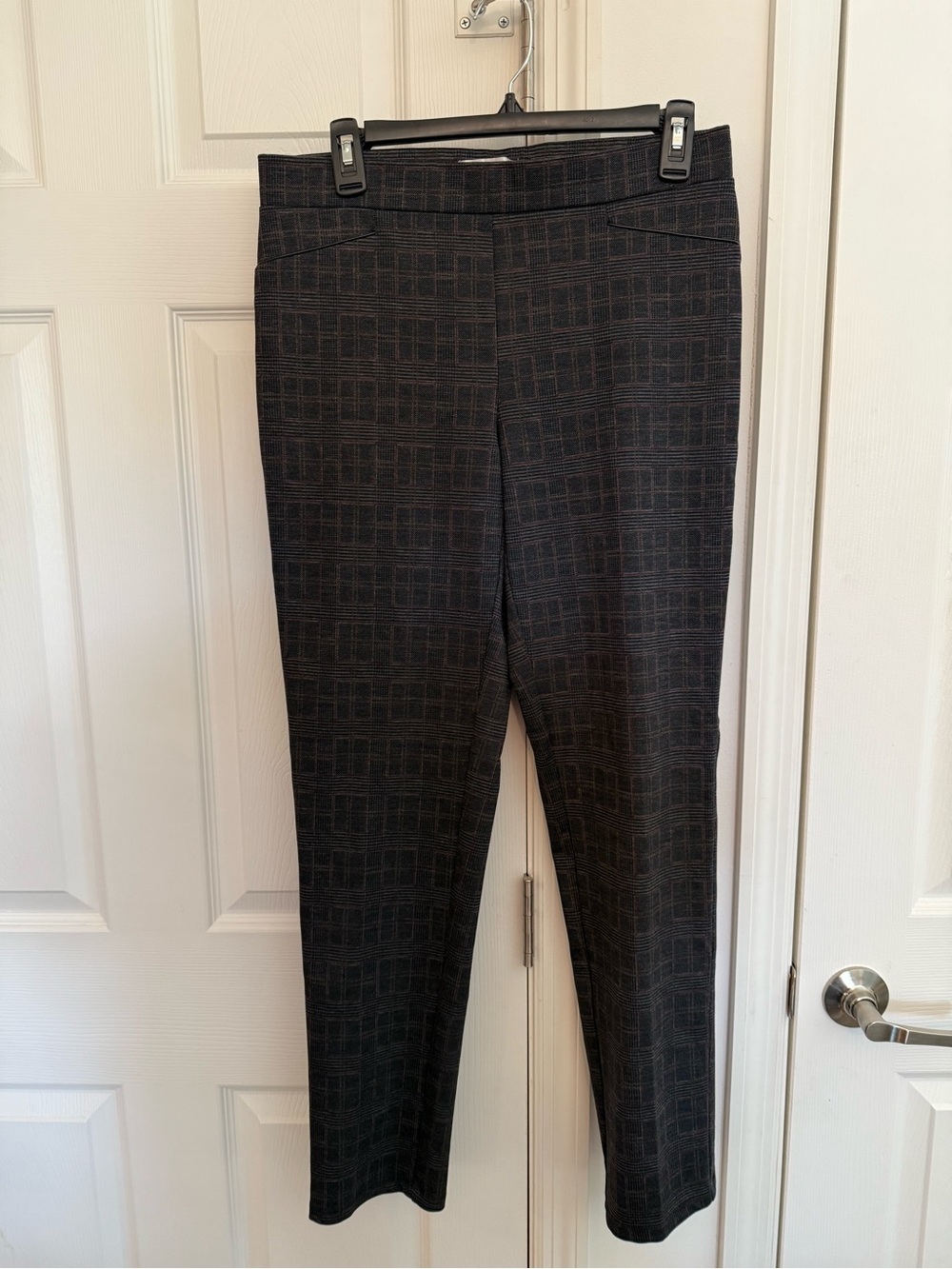 89th & Madison Black Grid Straight-Leg Pants